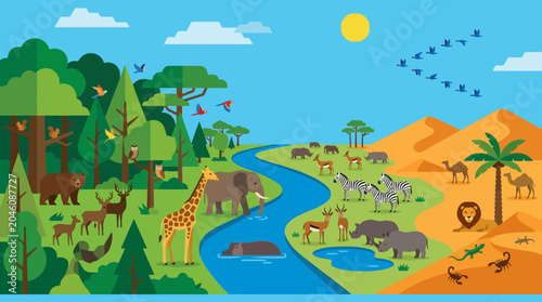 Canvas Print Wildlife animals in natural habitat.