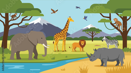Εκτύπωση καμβά Wildlife animals in natural habitat.