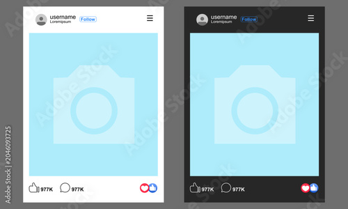 Cuadro en lienzo Square content feed layout with engagement metrics, digital platform profile tem