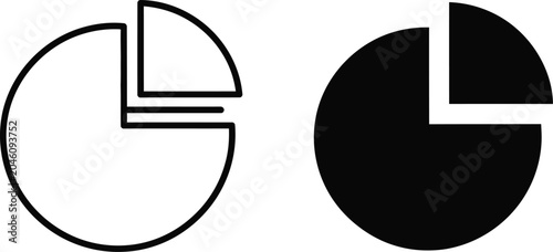 Bild auf Leinwand Pie chart icon set outline and filled versions for data visualization