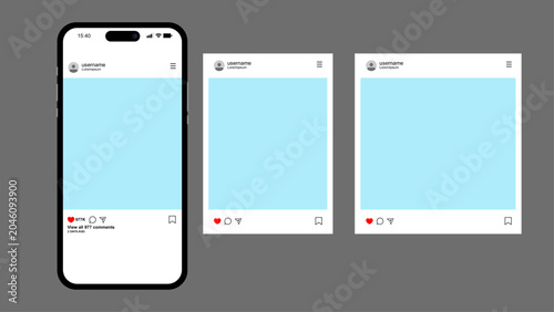 Schilderij op canvas Mobile phone post mockup with light layout, digital user interface design vector