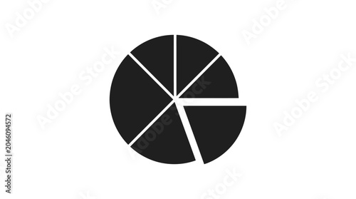 Foto Pie chart divided into seven sections black and white silhouette piechart diagra