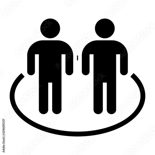 Fotografie Two people standing within a boundary or circle representing connection