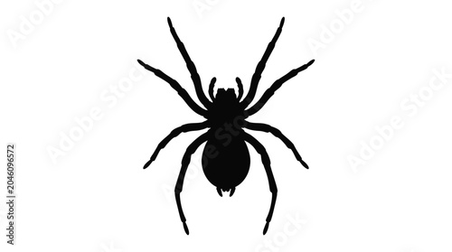 Tableau sur toile Black spider silhouette against a white background a stark insect outline silhou