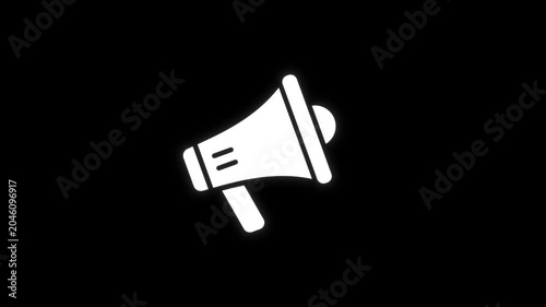 White Megaphone Icon Animation On A Black Background