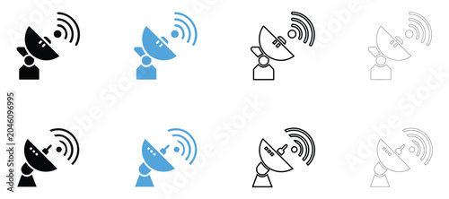Foto Satellite dish antenna icon vector, satellite dish symbol vector, silhouette and
