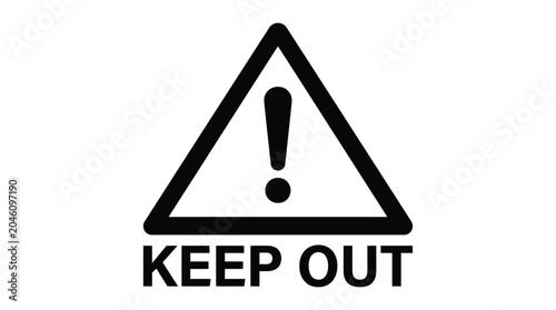 Triangular warning sign with exclamation point and text black silhouette triangle hazard