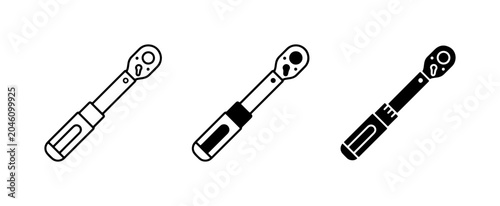 Billede på lærred Torque Wrench Icons, Precision Tool Set, Mechanical Engineering Vector Graphics