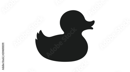 Cuadro en lienzo Black rubber duck silhouette against a white background simple form and outline