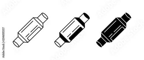 Foto Automotive Exhaust System Component Icons: Catalytic Converter, Muffler, Silence