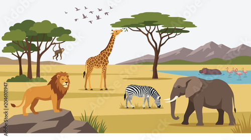 Canvastavla Wild Savannah African Animal Friends Together.