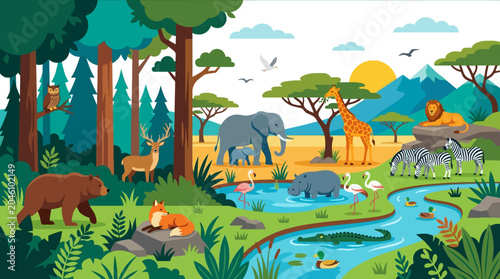 Canvas Print Wildlife animals in natural habitat.