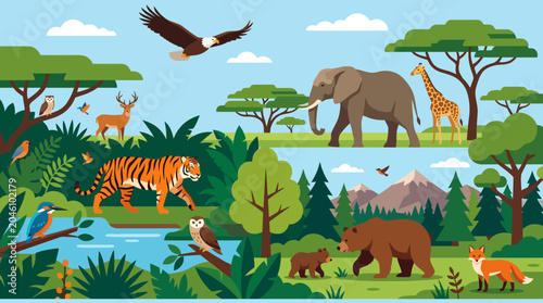 Photography Wildlife animals in natural habitat.