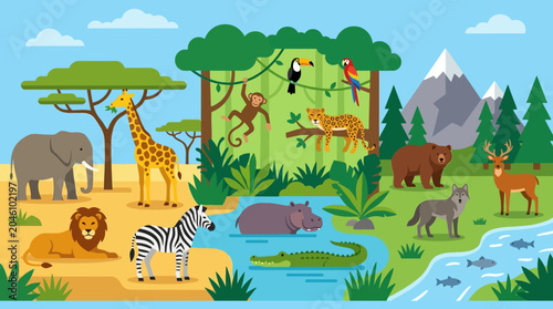 Photography Wildlife animals in natural habitat.