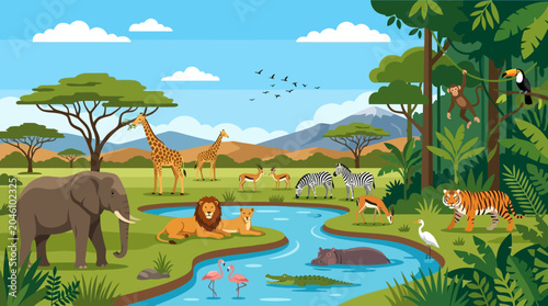 Tableau sur toile Wildlife animals in natural habitat.