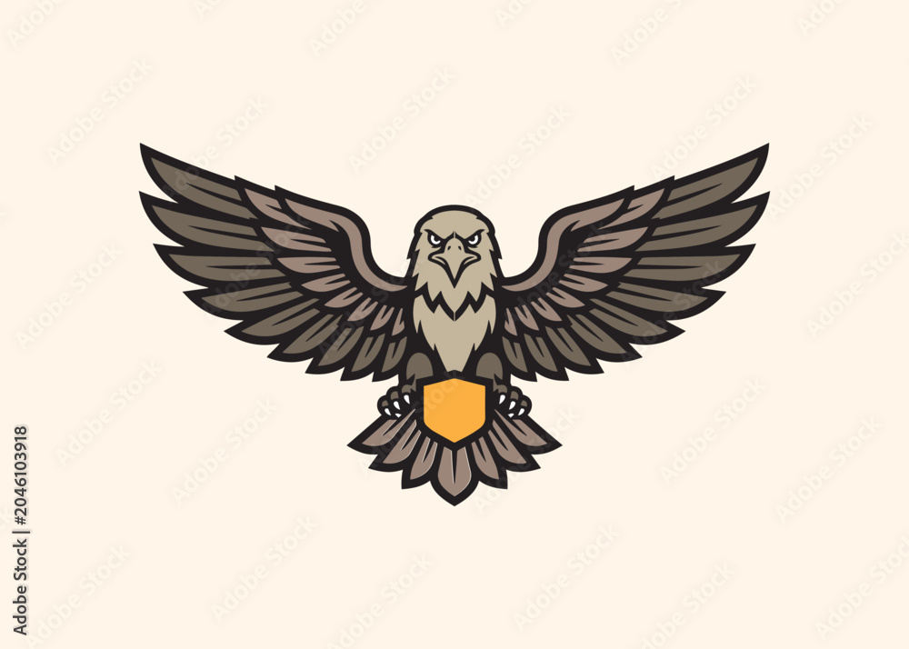 Fototapeta premium Eagle Spread Wings Logo Vector Fierce Bird Raptor Mascot Brand Design