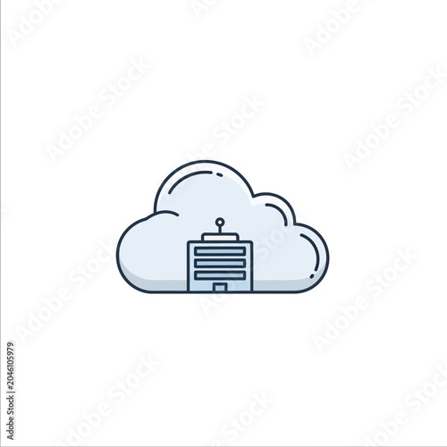 Cloud server datacenter icon for high speed hosting.