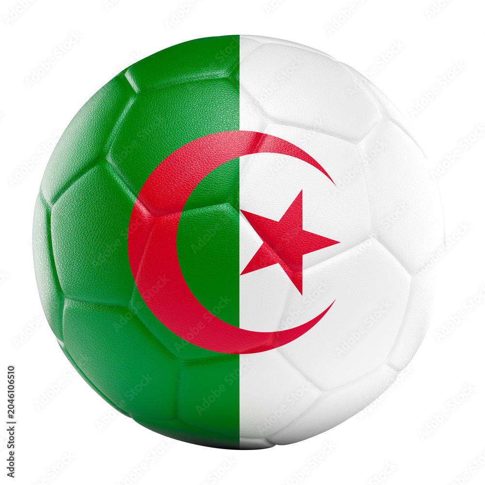 Fototapeta premium Algeria flag football soccer ball 3d transparent background