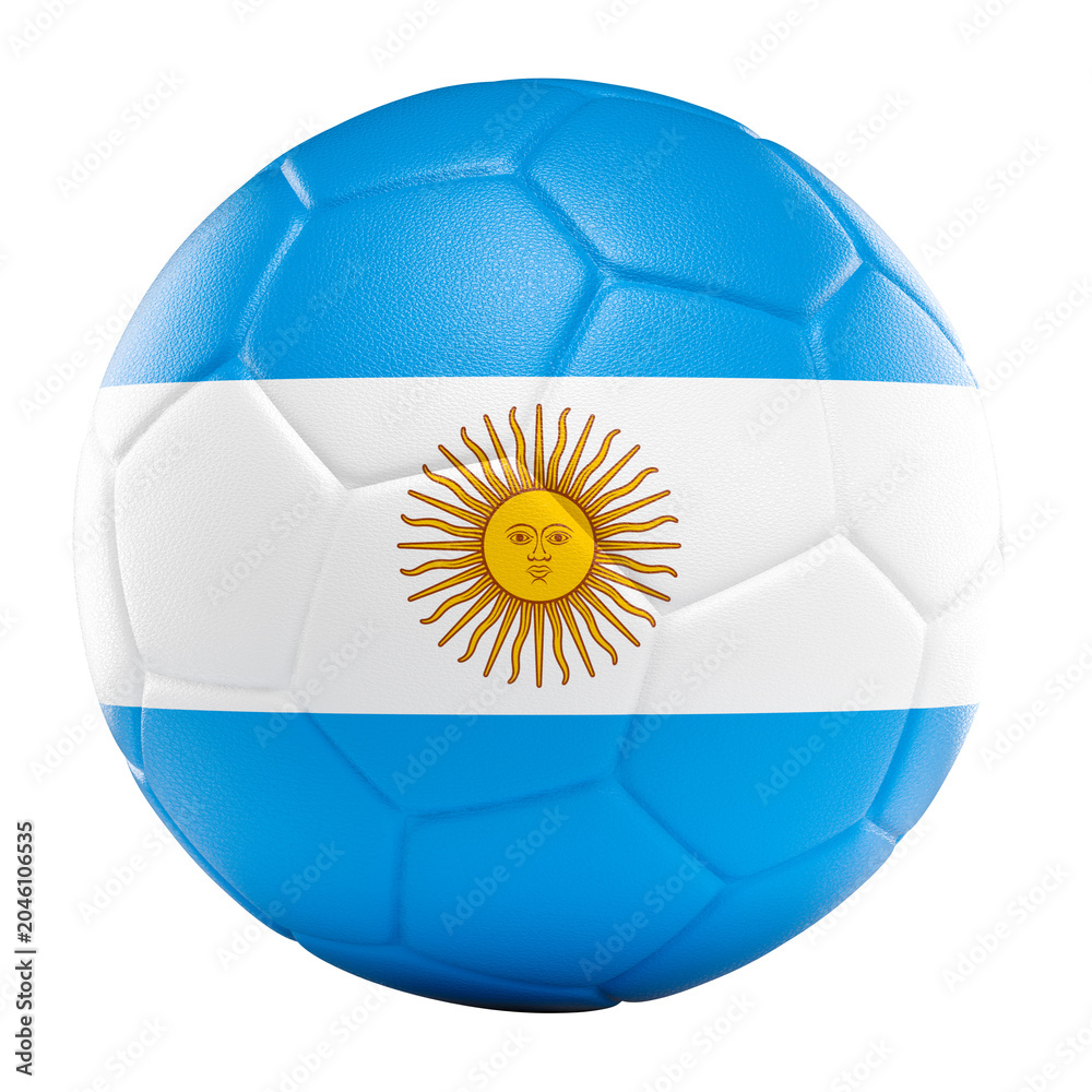 Fototapeta premium Argentina flag soccer ball 3d isolated