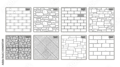 Tableau sur toile Seamless Repeat CAD Wall Cladding Textures and Architectural Masonry Brick Hatch