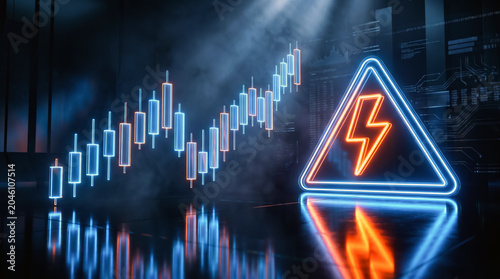 Financial Risk Warning New Concept with Stock Market Volatility and Economic Alert Signal