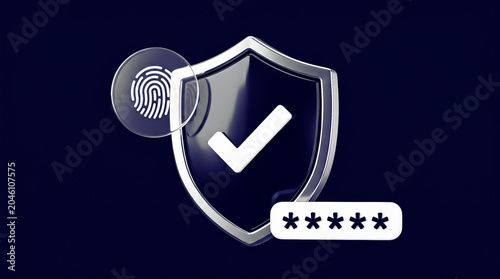 Cyber Security Shield with Fingerprint Authentication and Password Protection Concept