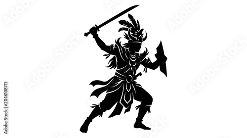 Warrior with sword and battle axe.