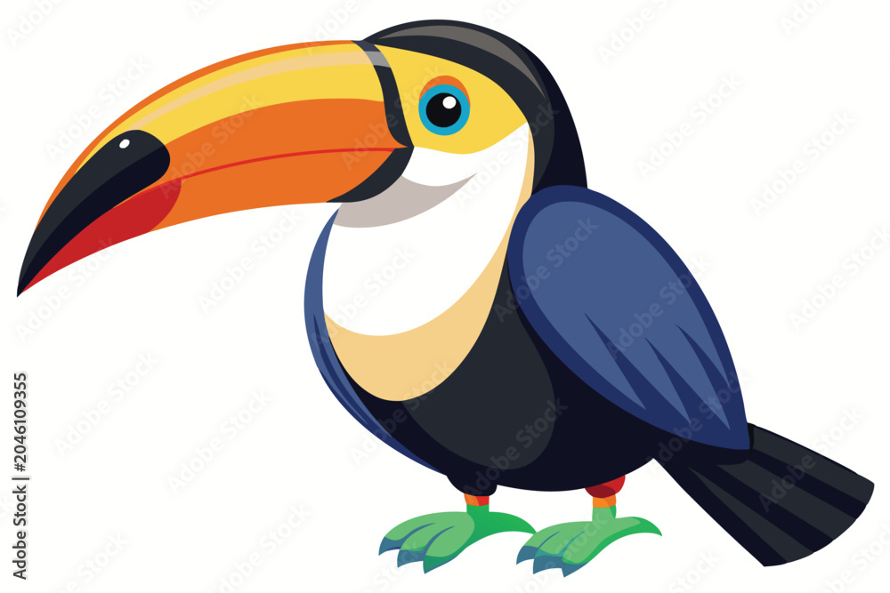 Obraz premium toucan silhouette line art vector on white background