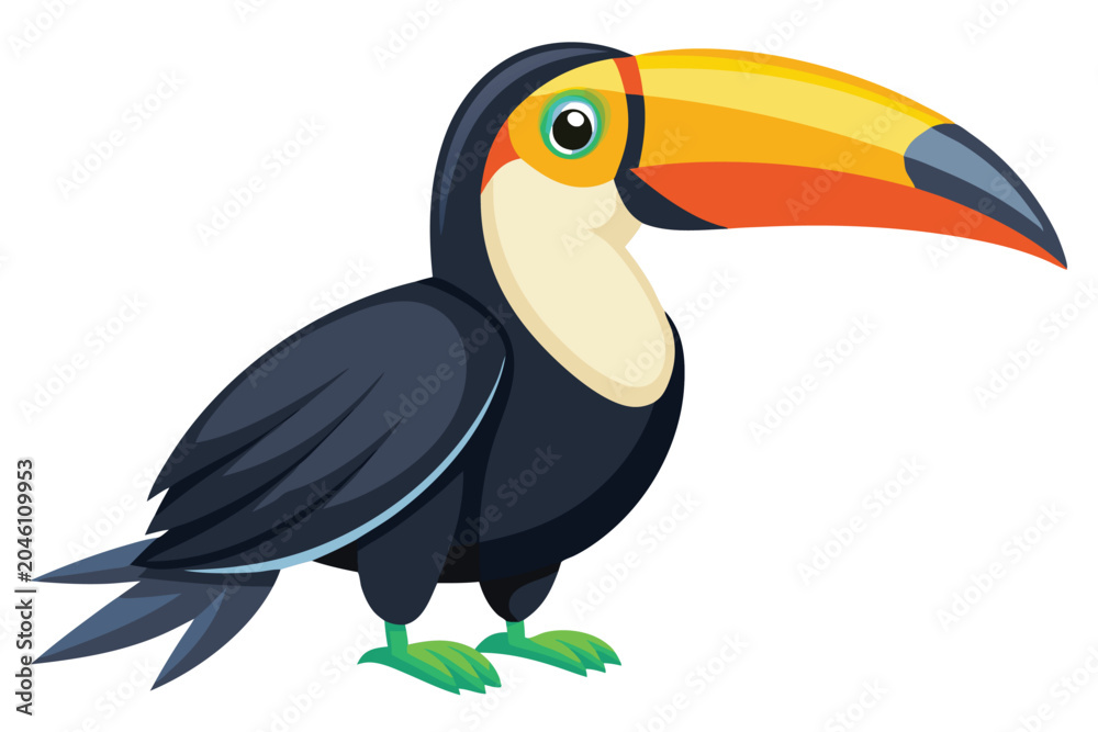 Fototapeta premium toucan silhouette line art vector on white background