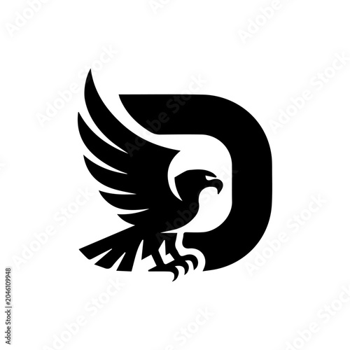 D Logo Design with Falcon Head and Wing