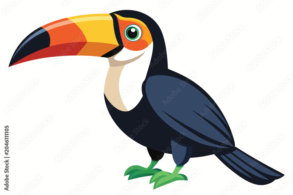 Fototapeta premium toucan silhouette line art vector on white background