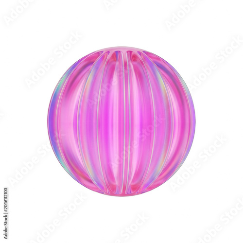 Abstract pink orb with iridescent light reflections