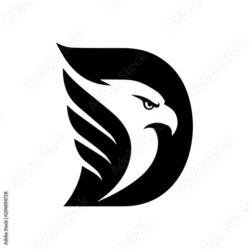 D Logo Design with Falcon Head and Wing
