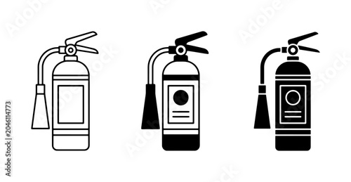 Foto Fire Extinguisher Icons: Safety Equipment Vector Set, Emergency Response Tools,