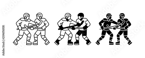 Photography Hockey Player Icons, Ice Sport Action, Team Game Graphics, Silhouette and Outlin