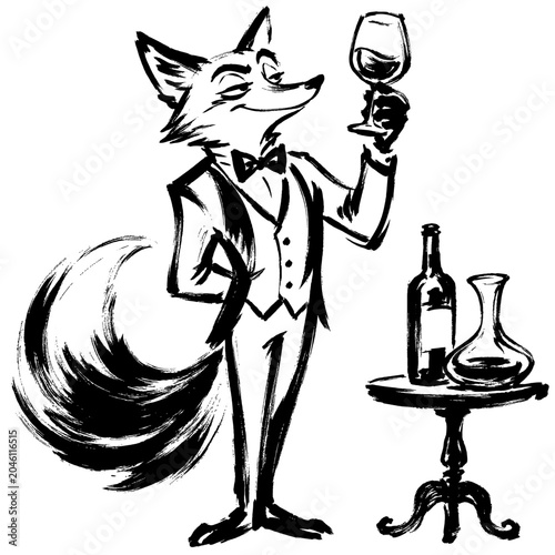 Fox sommelier wine glass bottle bistro