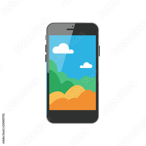 Smartphone with colorful screen display.