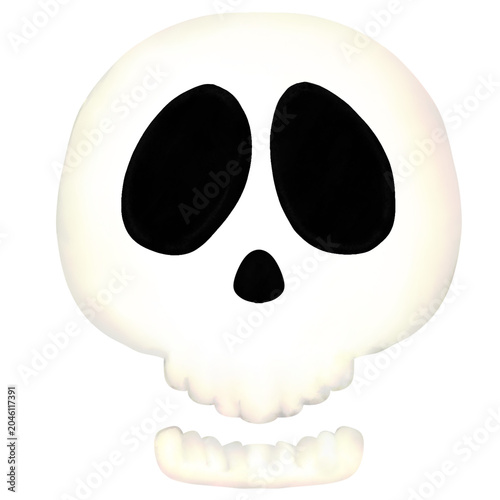 Cute skull with floating jaw illustration,
