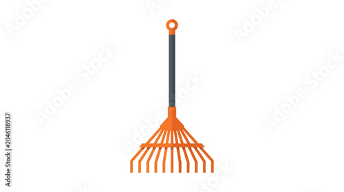 Fotografia Rake gardening tool with orange head.