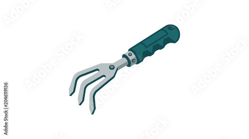 Foto Green handled garden fork tool.