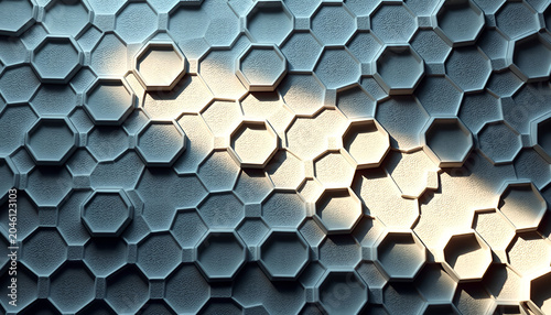 Abstract. Embossed Hexagon , honeycomb white Background ,light and shadow ,Vector