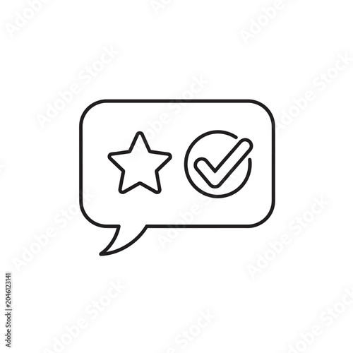 Customer feedback speech bubble with star and checkmark icon