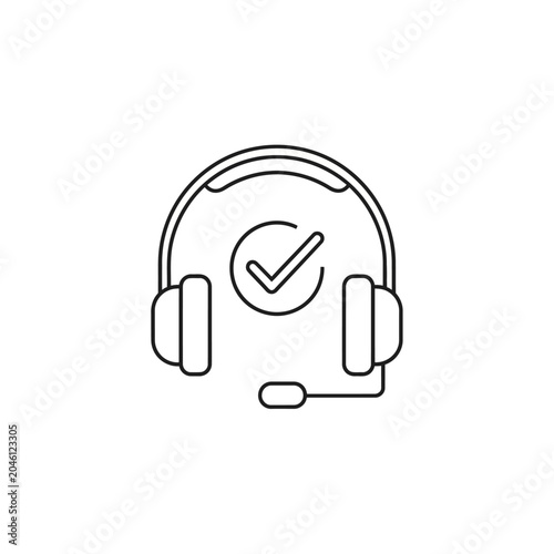 Customer support headset icon with a verified checkmark symbol.