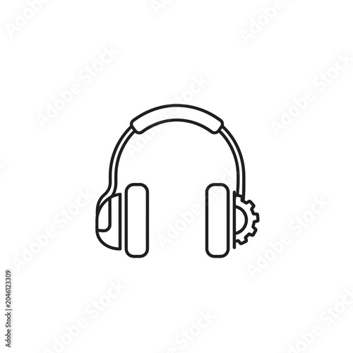Customer support headset icon with gear setting.