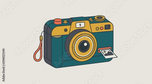 Quadro em tela Vintage Teal and Yellow Camera.