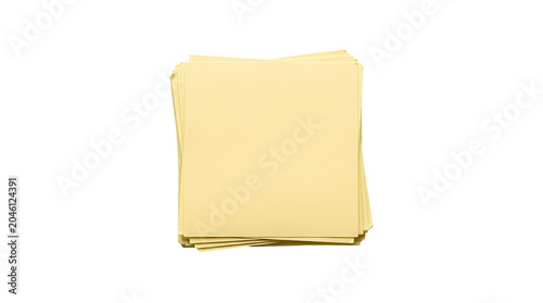 Stack of blank yellow sticky notes isolated on white background