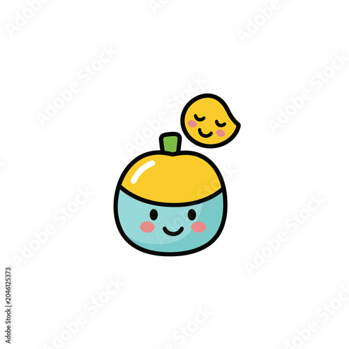 Smiling Blue Lemon Cartoon Character.