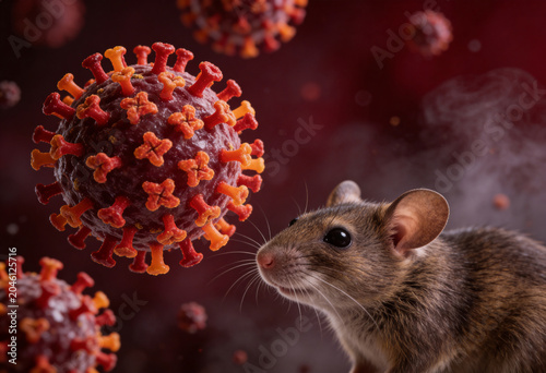 Hantavirus and Rodents Scientific Illustration, Horizontal Banner