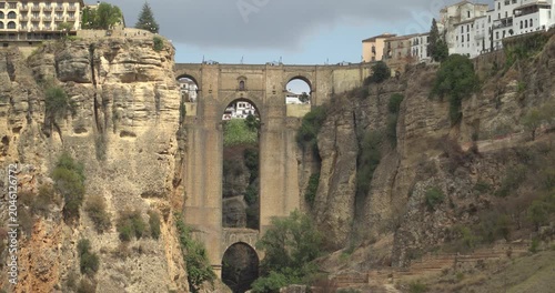 The famous Puente Nuevo (New Bridge) in the historic city of Ronda, located in the Andalusian province of Málaga in southern Spain