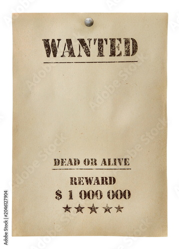 wanted poster isolated on white